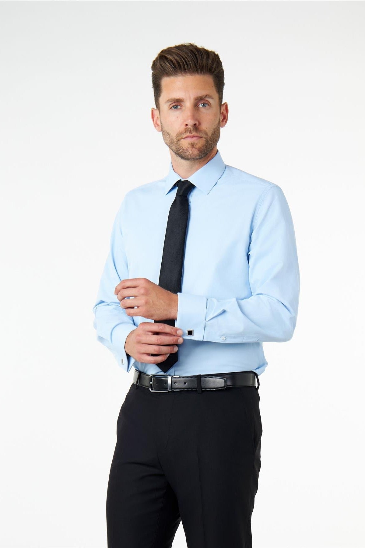 CLASSIC BLUE DOUBLE CUFF TAILORED FIT SHIRT