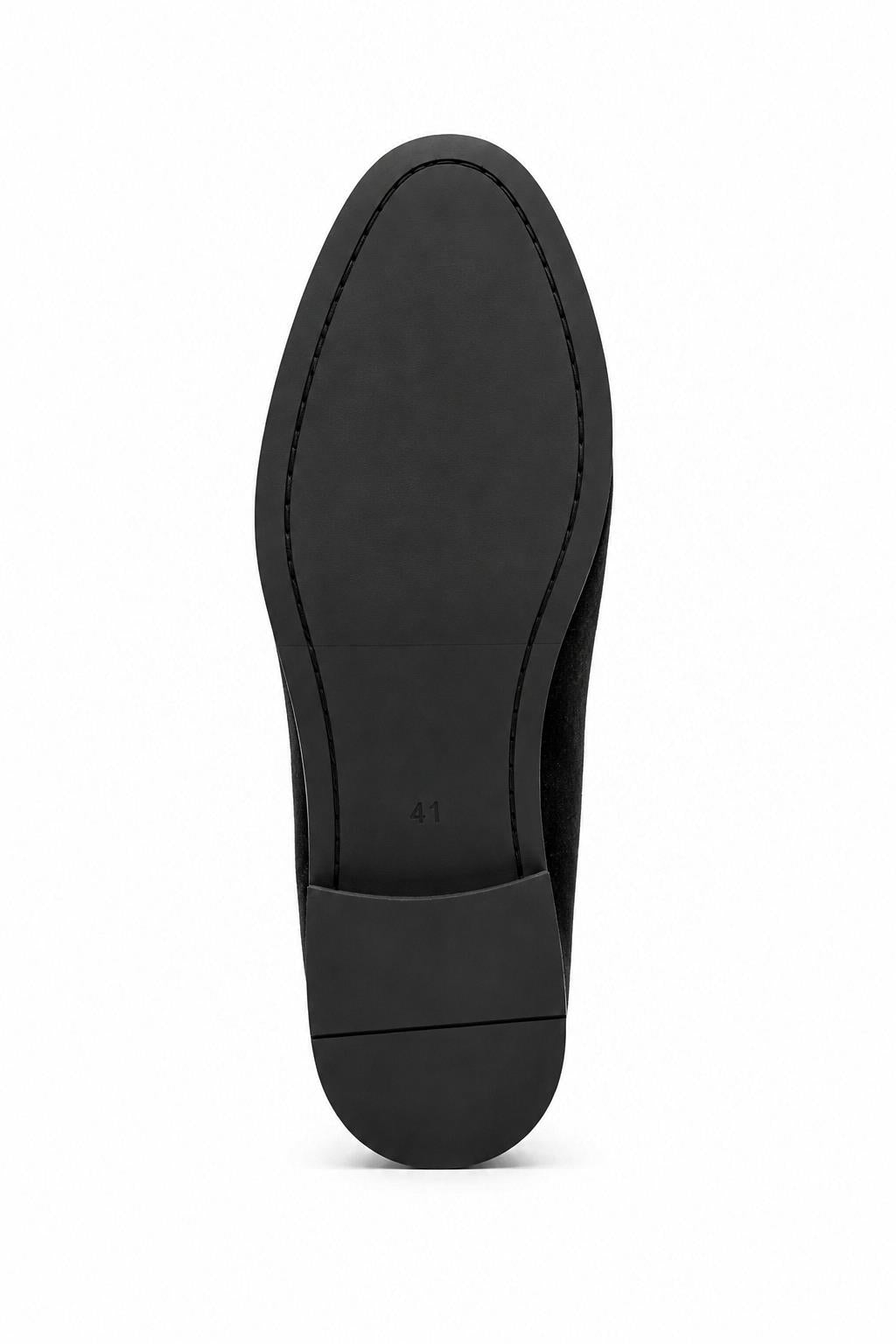 Men's Black Floral Velvet Gold Chain Wedding Loafers
