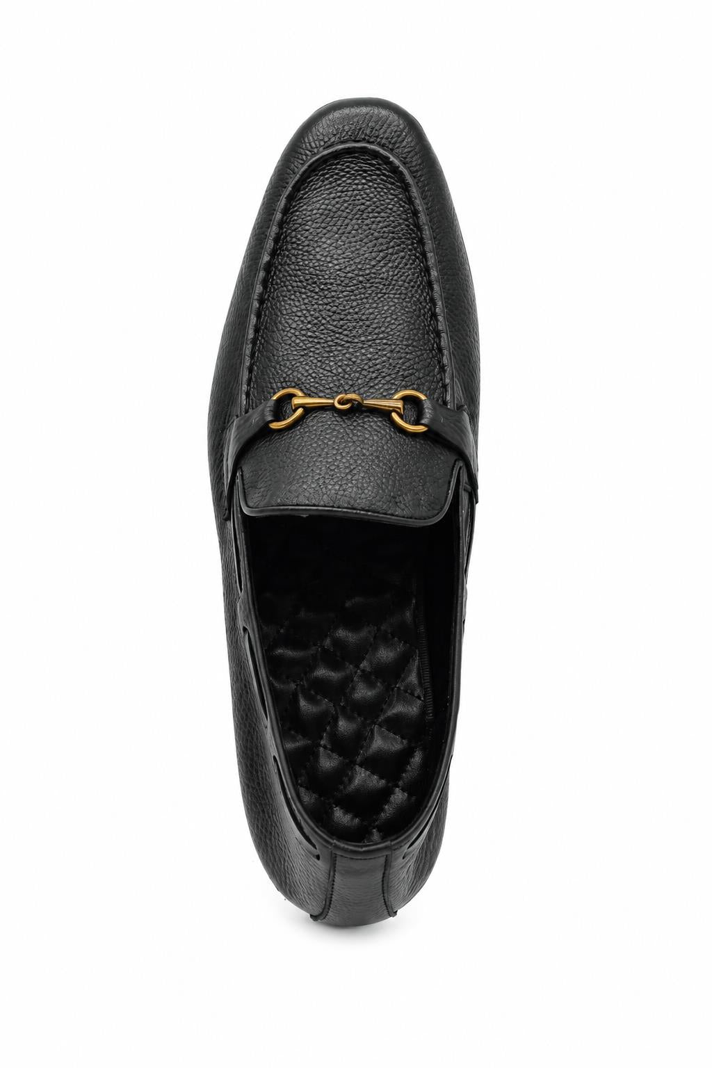 FAZIO Men’s Black Soft Grain Genuine Leather Snaffle Bit Loafers