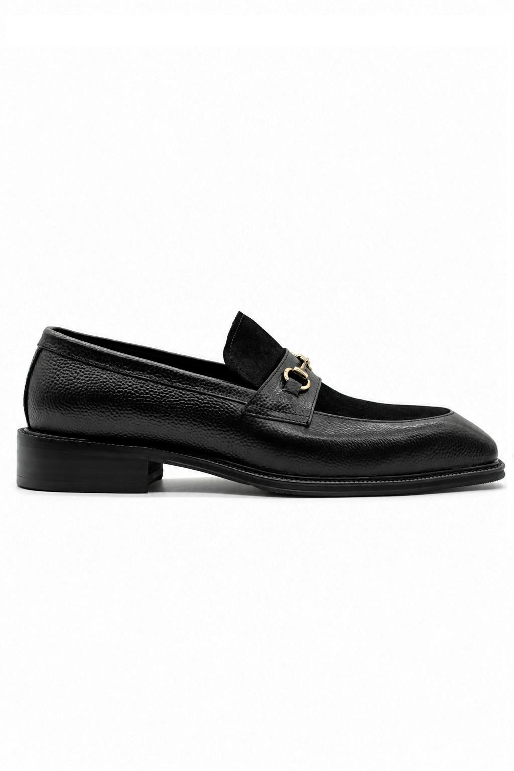 DEXTER Men’s Black Leather & Suede Snaffle Loafers