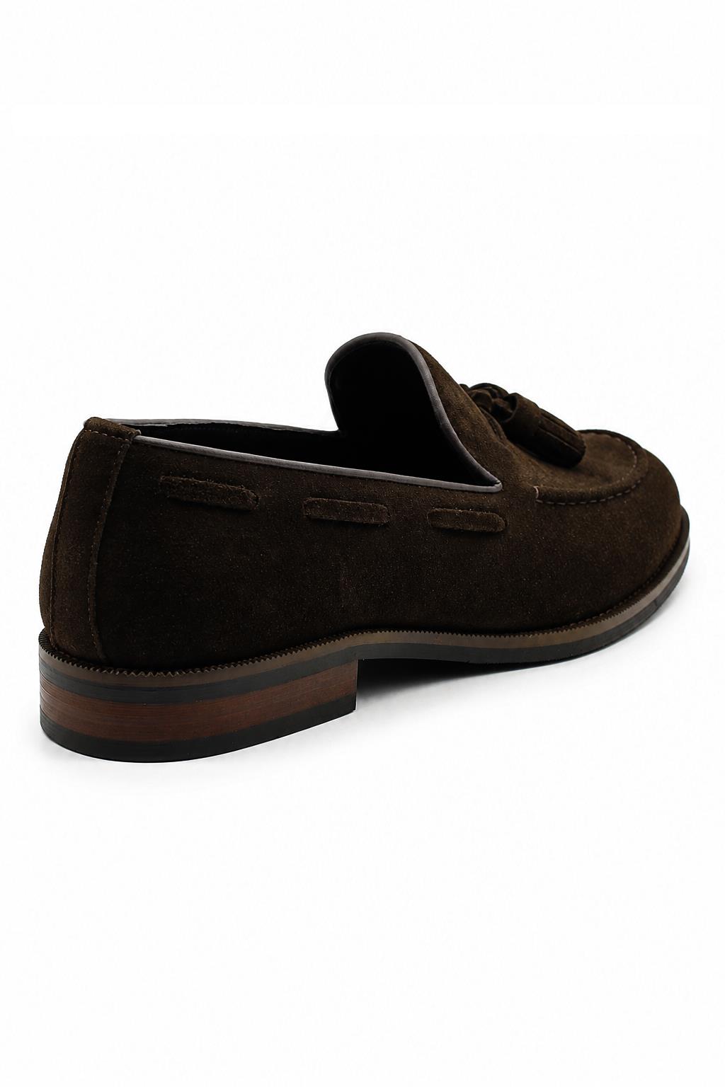 PABLO Men’s Brown Real Suede Leather Tassel Loafers