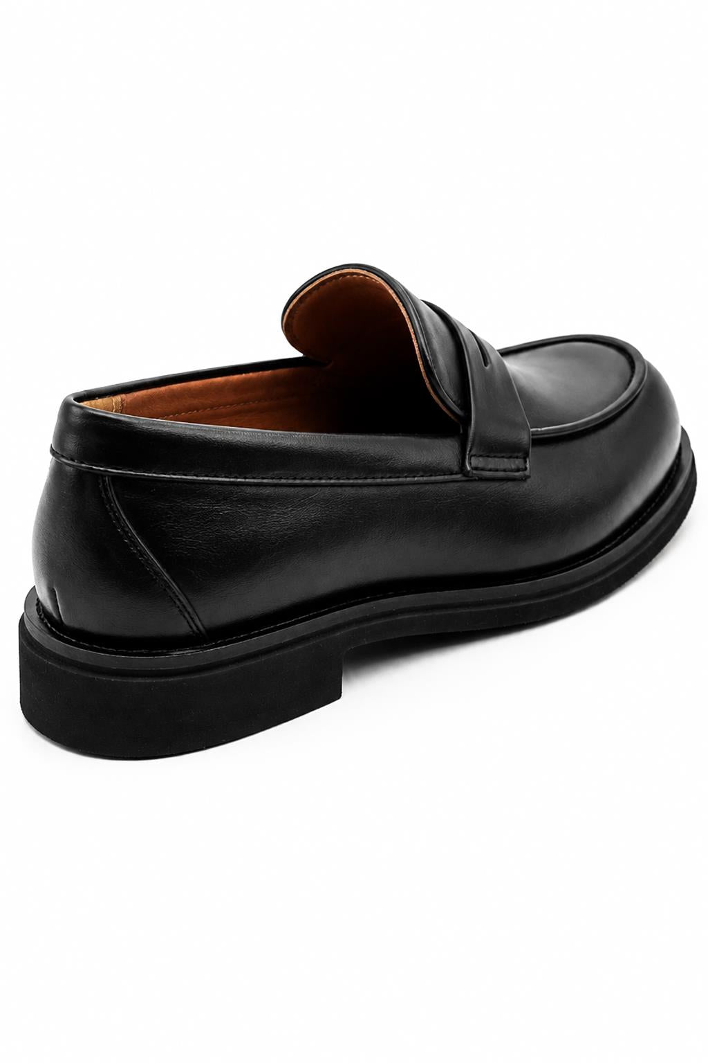 Men's Black Faux Leather Penny Strap Loafers