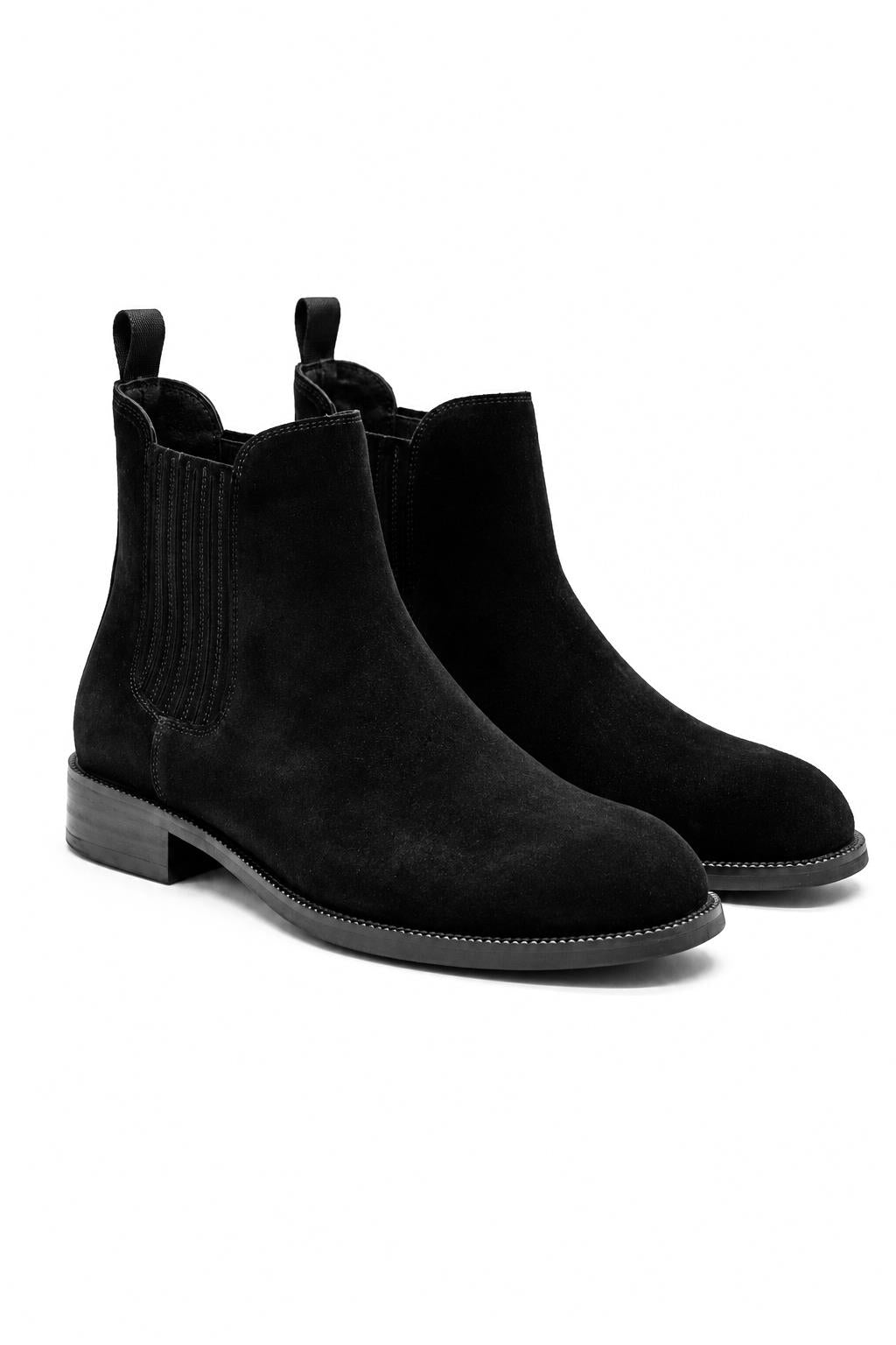 RAMOS Men’s Black Smooth Suede Leather Chelsea Boots