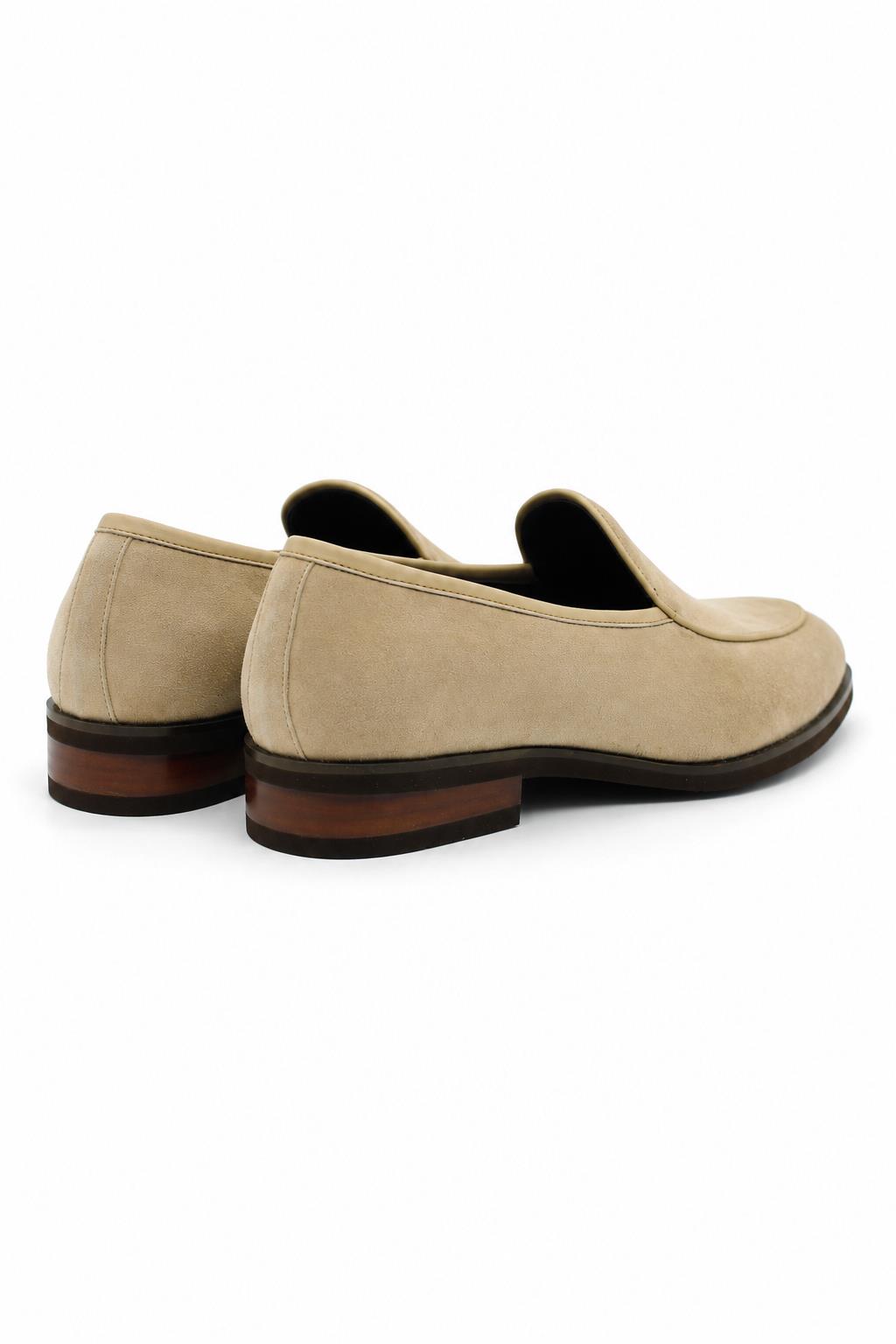 Men's Beige Suede Leather Dress Loafers