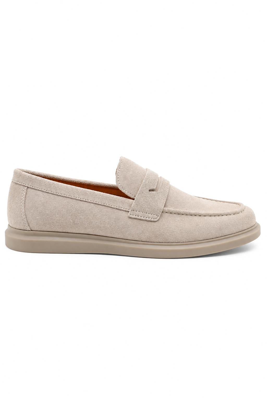 Men’s Milo Beige Suede Leather Penny Loafers
