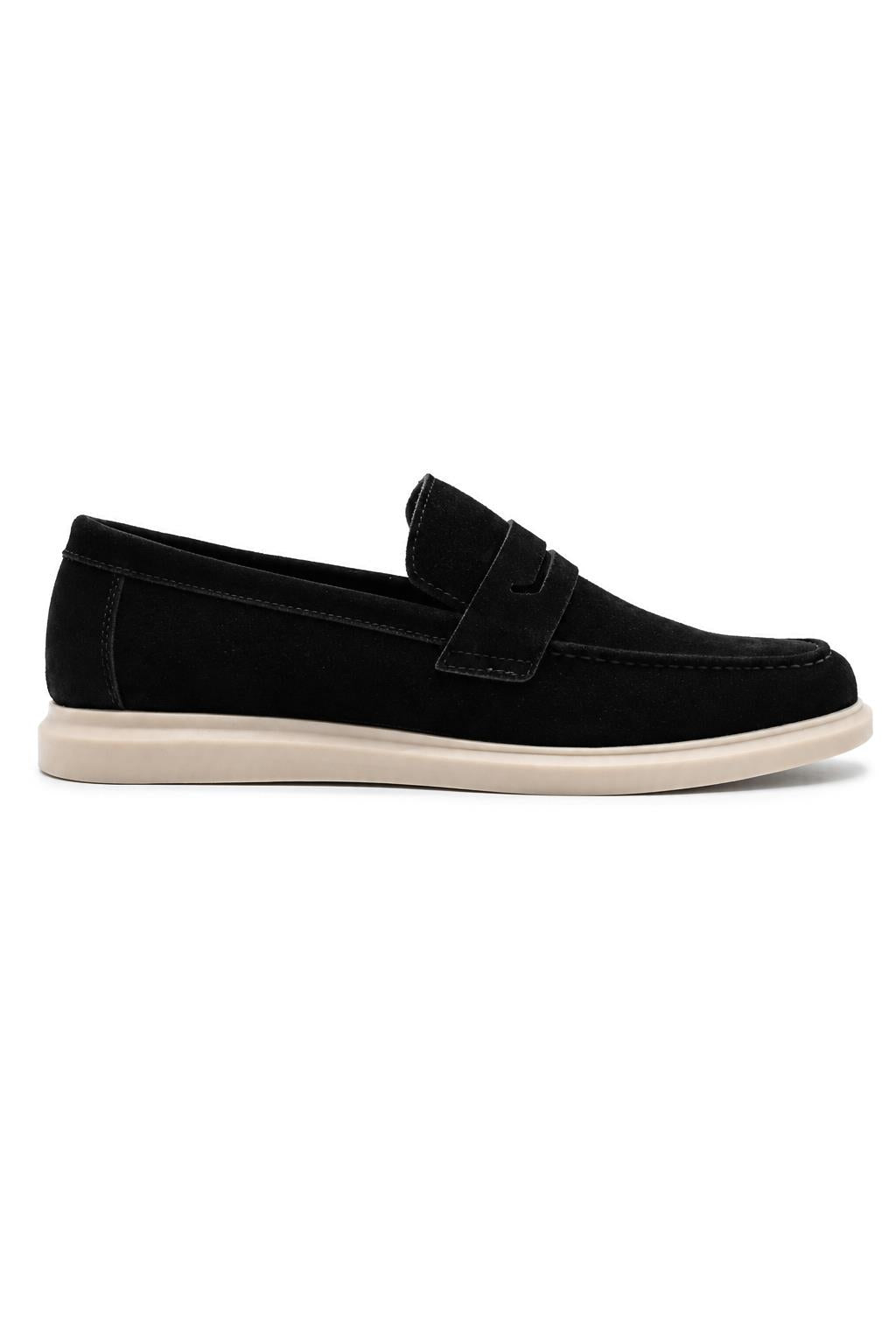 Men’s Milo Black Suede Leather Penny Loafers