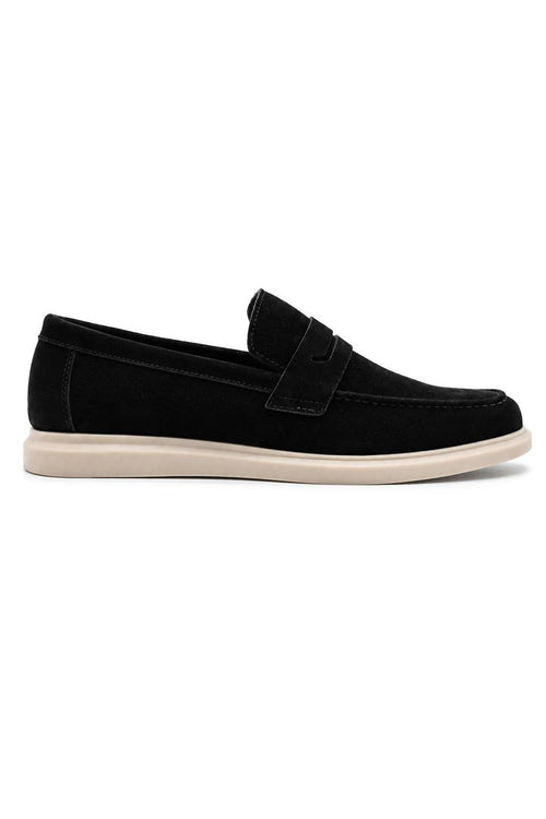 Men’s Milo Black Suede Leather Penny Loafers