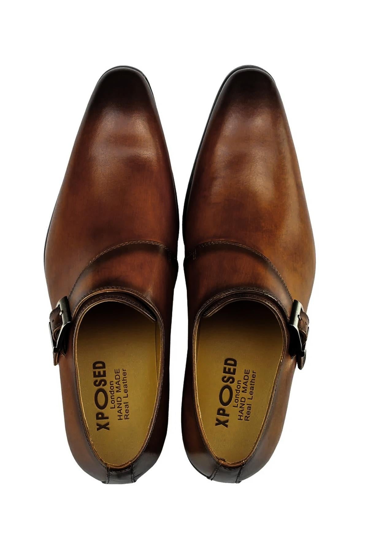 Real Leather Buckle Strap Slip Loafers