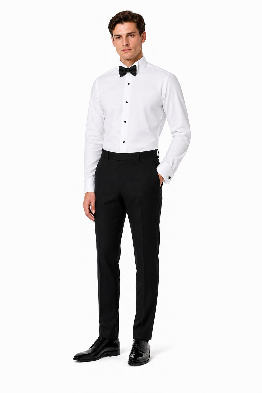 WHITE TUXEDO WING COLLAR SHIRT