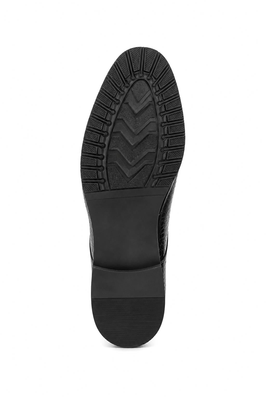 Men’s Black Patent Slip-On Loafers with Gold Snaffle Buckle