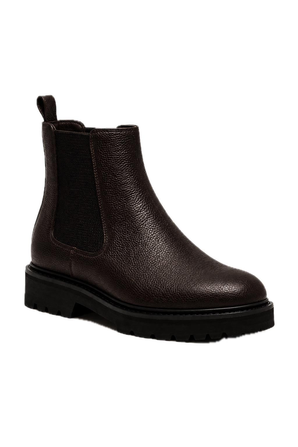 Men’s Brown Grain Leather Lightweight Chunky Sole Chelsea Boots