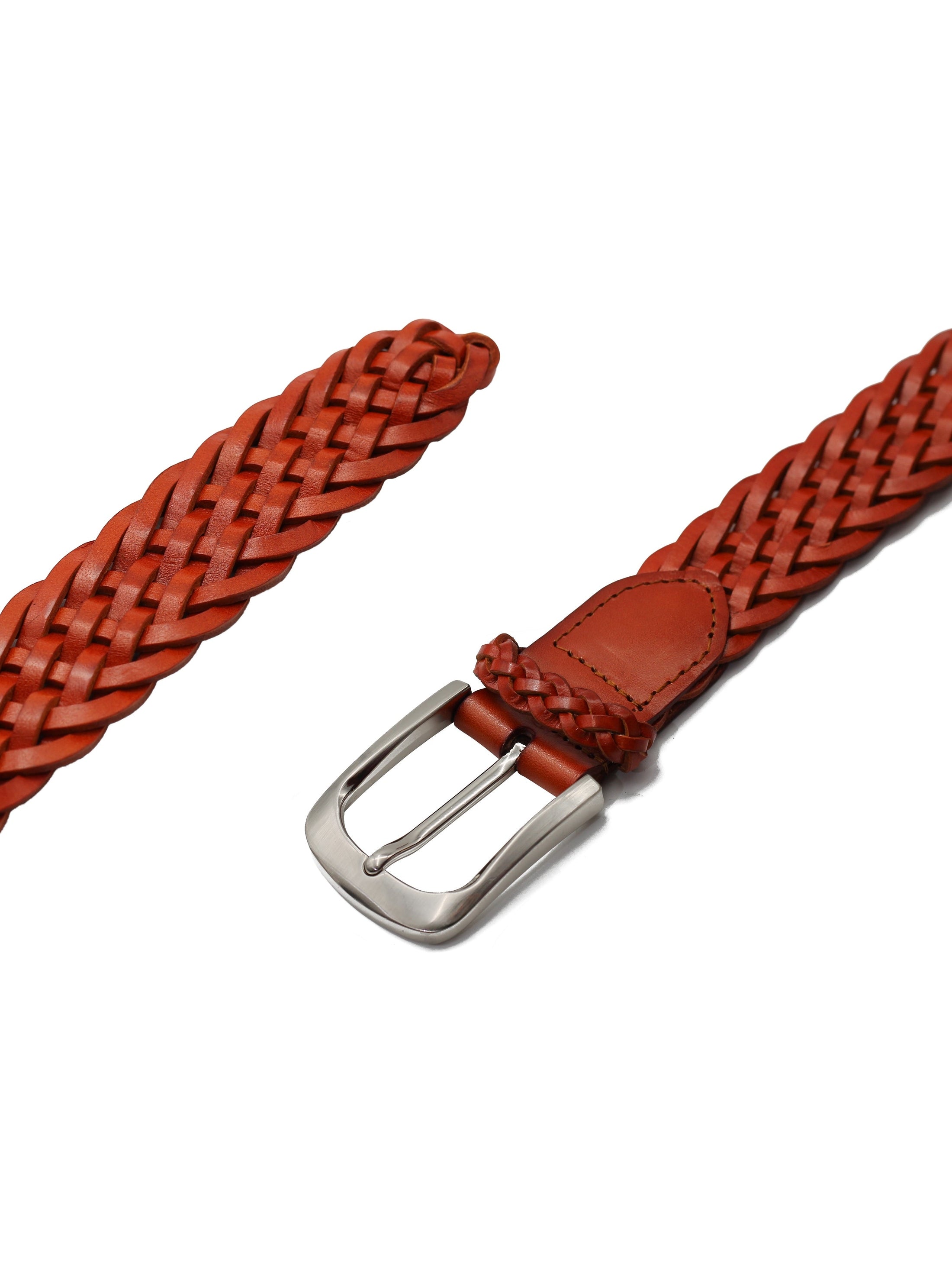 ORANGE WOVEN LEATHER BELT