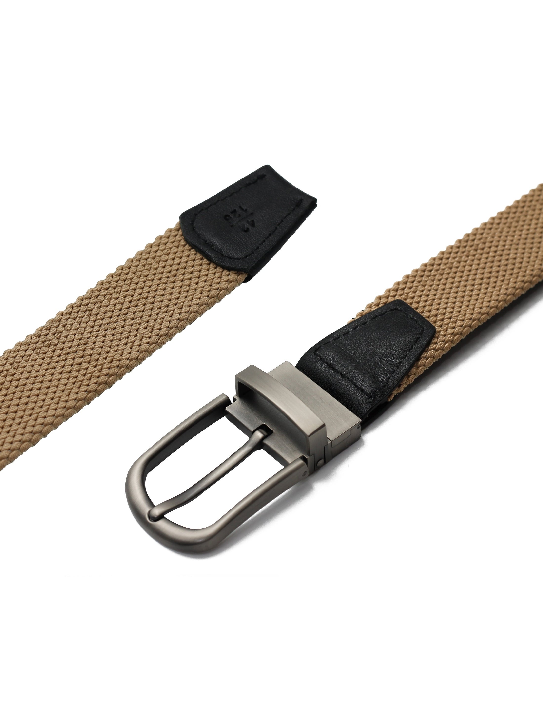 TAN & NAVY REVERSIBLE STRETCH BELT