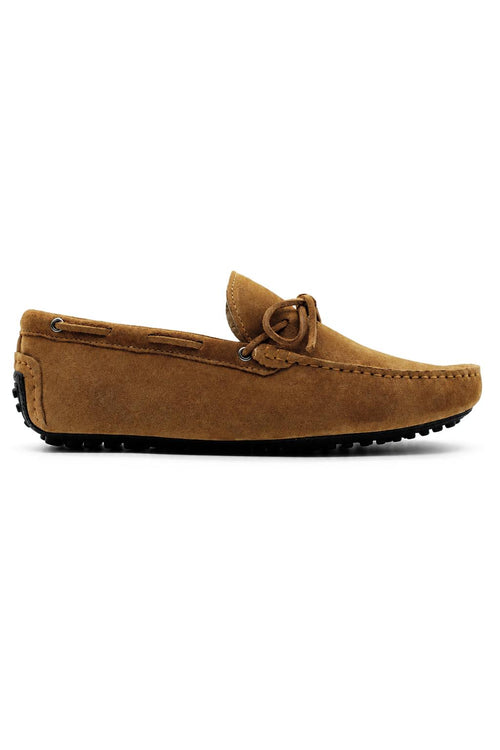 MAT Men's Real Suede Driving Shoes - Tan Slip-On Loafers