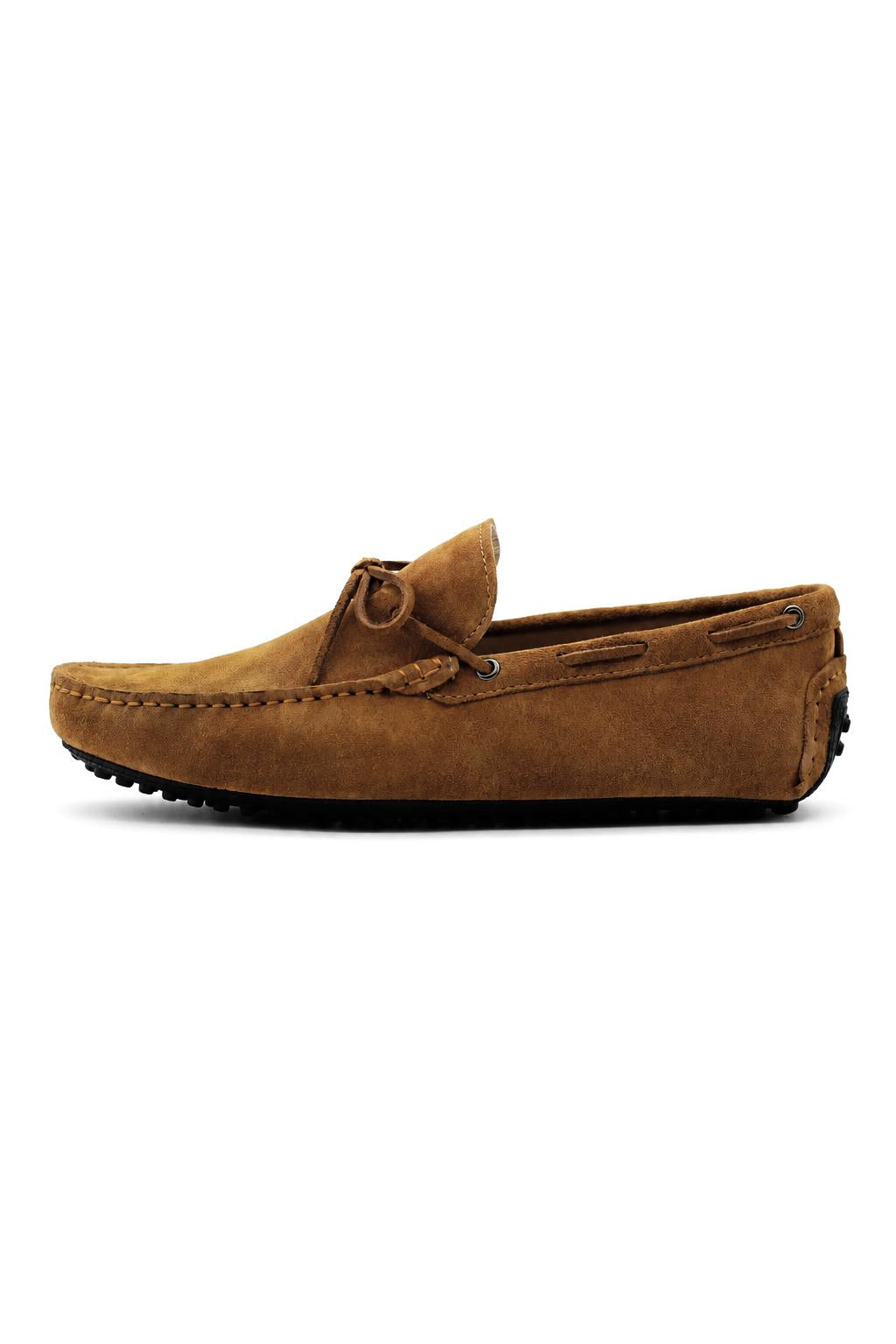 MAT Men's Real Suede Driving Shoes - Tan Slip-On Loafers