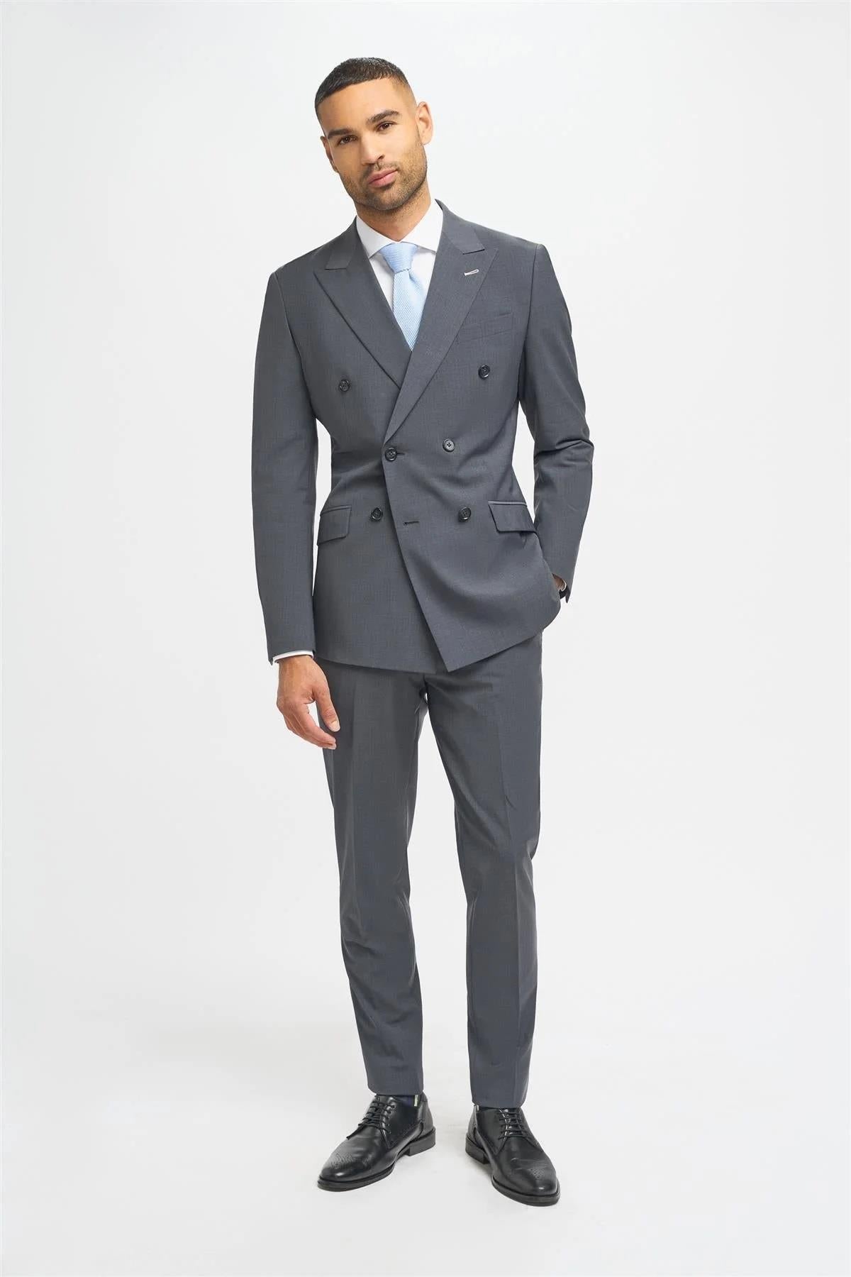 Cavani Bond Wool Rich Charcoal Double Breasted 2 Piece Suit