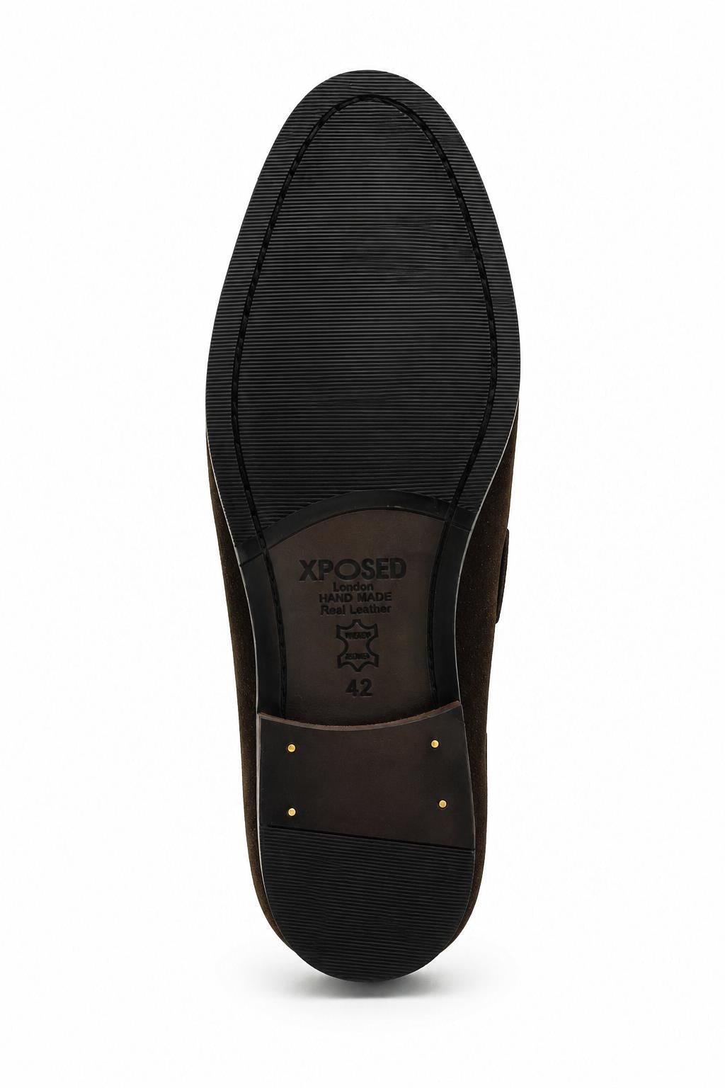 PABLO Men’s Brown Real Suede Leather Tassel Loafers