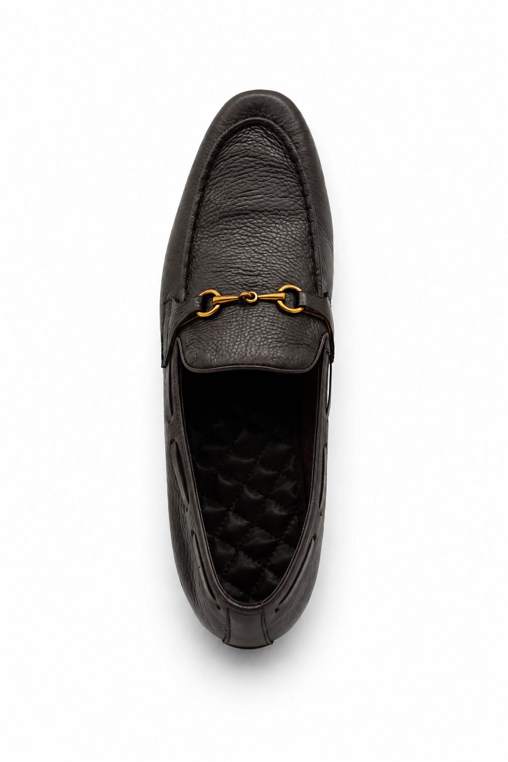 FAZIO Men’s Brown Soft Grain Genuine Leather Snaffle Bit Loafers