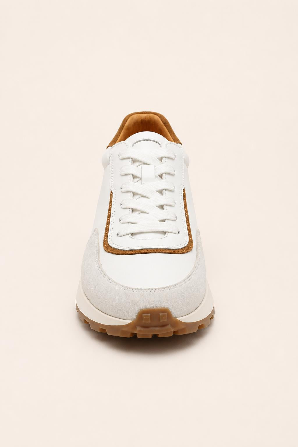 Men's White Handmade Real Leather Trainers