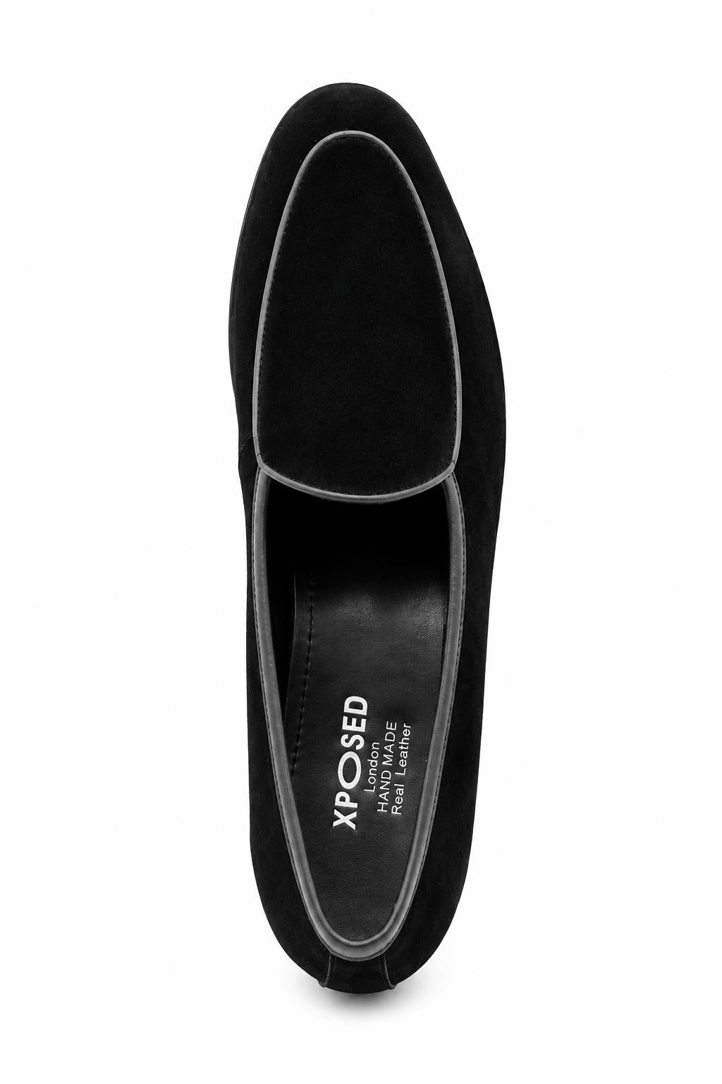 Men's Black Suede Leather Dress Loafers