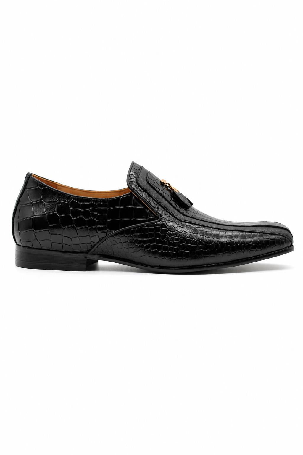 Men’s Black Shiny Polished Print Leather Occasion Shoes