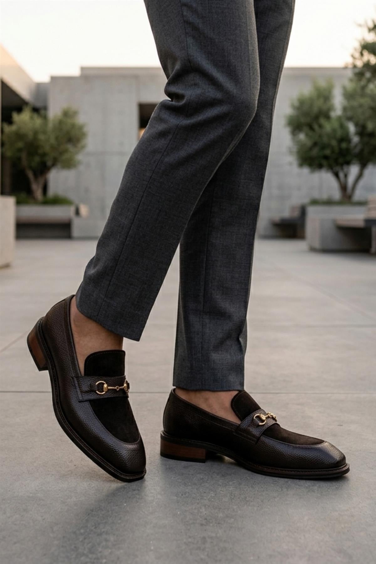 DEXTER Men’s Brown Leather & Suede Snaffle Loafers