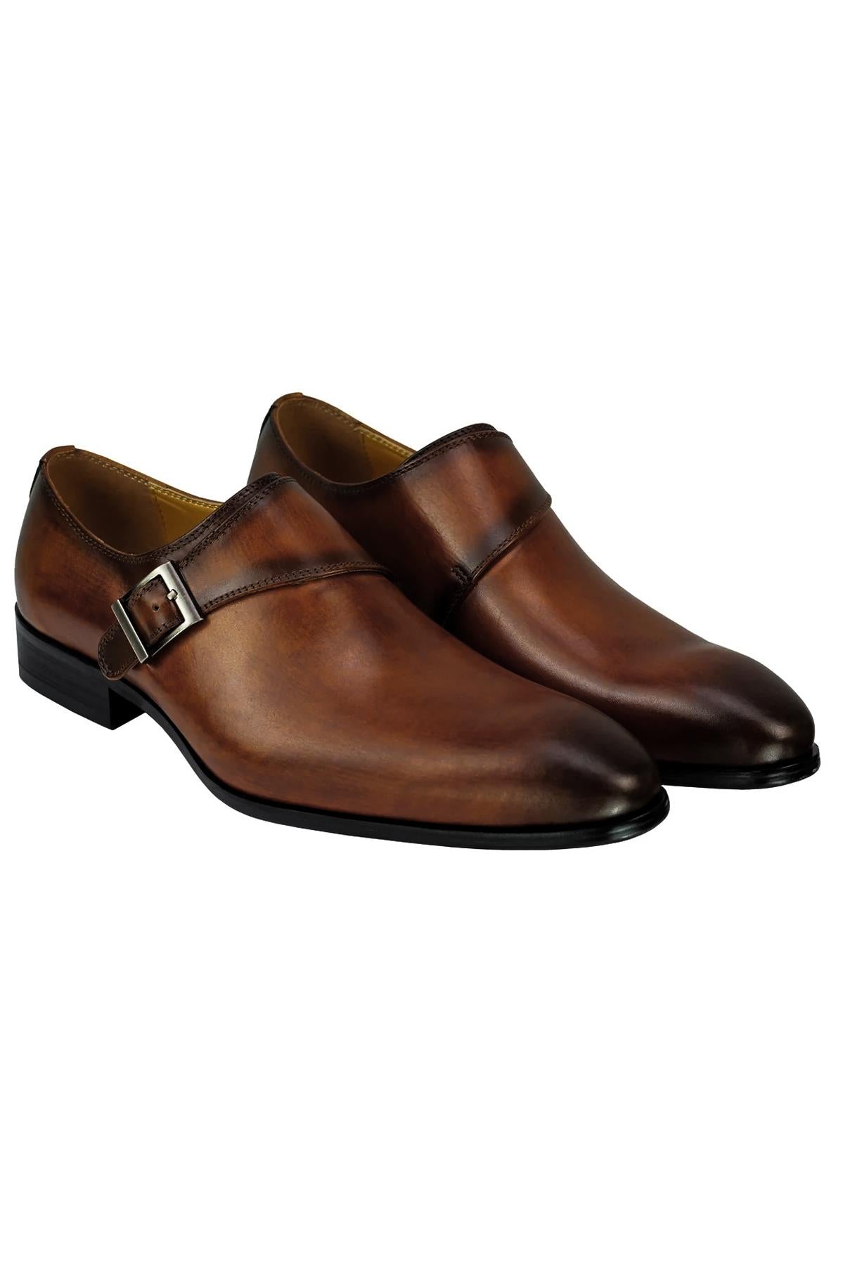 Real Leather Buckle Strap Slip Loafers