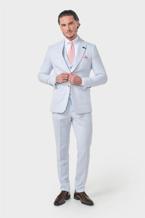 Cavani – Tropez Tailored 3 Piece Suit in Sky Blue