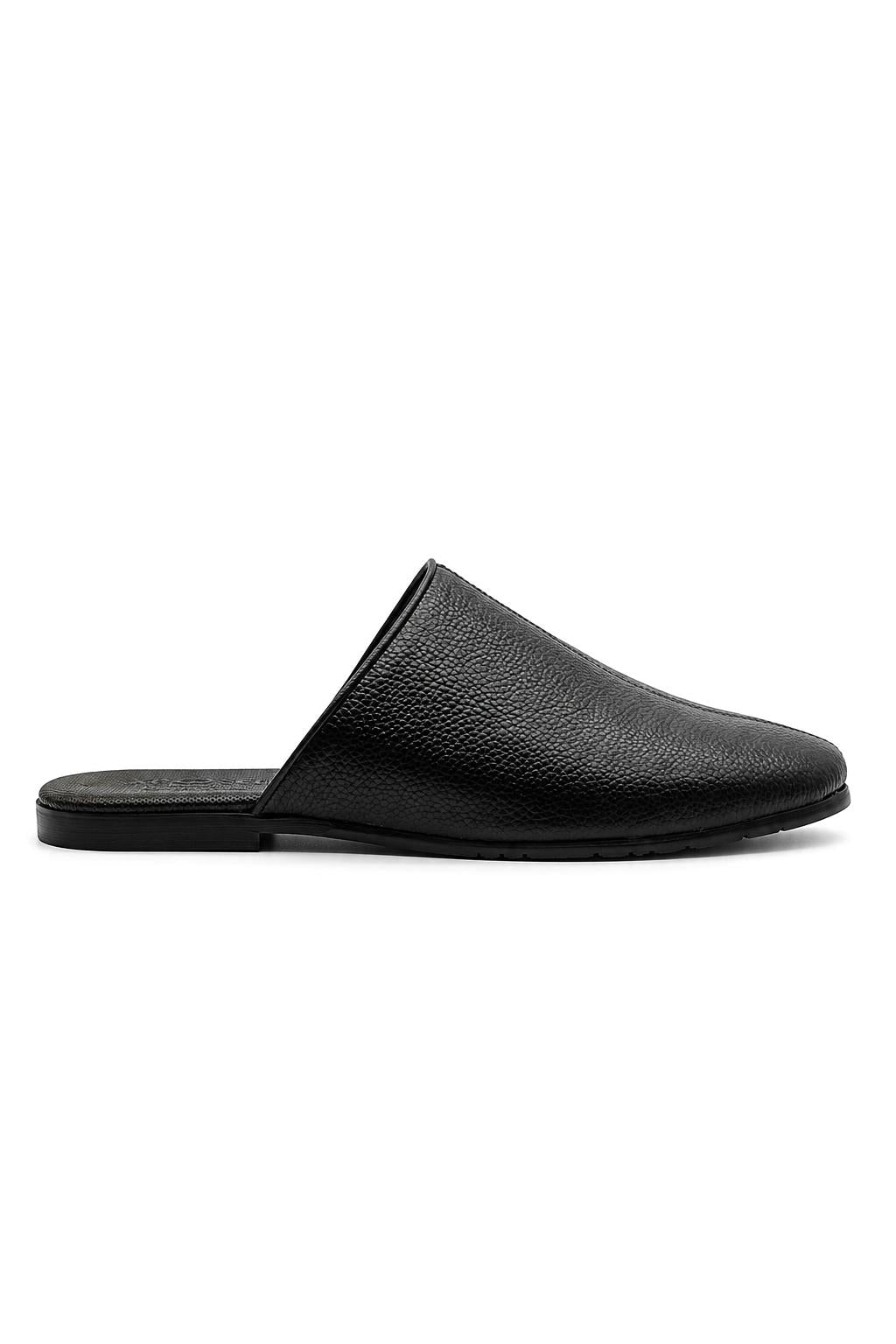 NICO Men’s Black Soft Grain Leather Mule Slippers