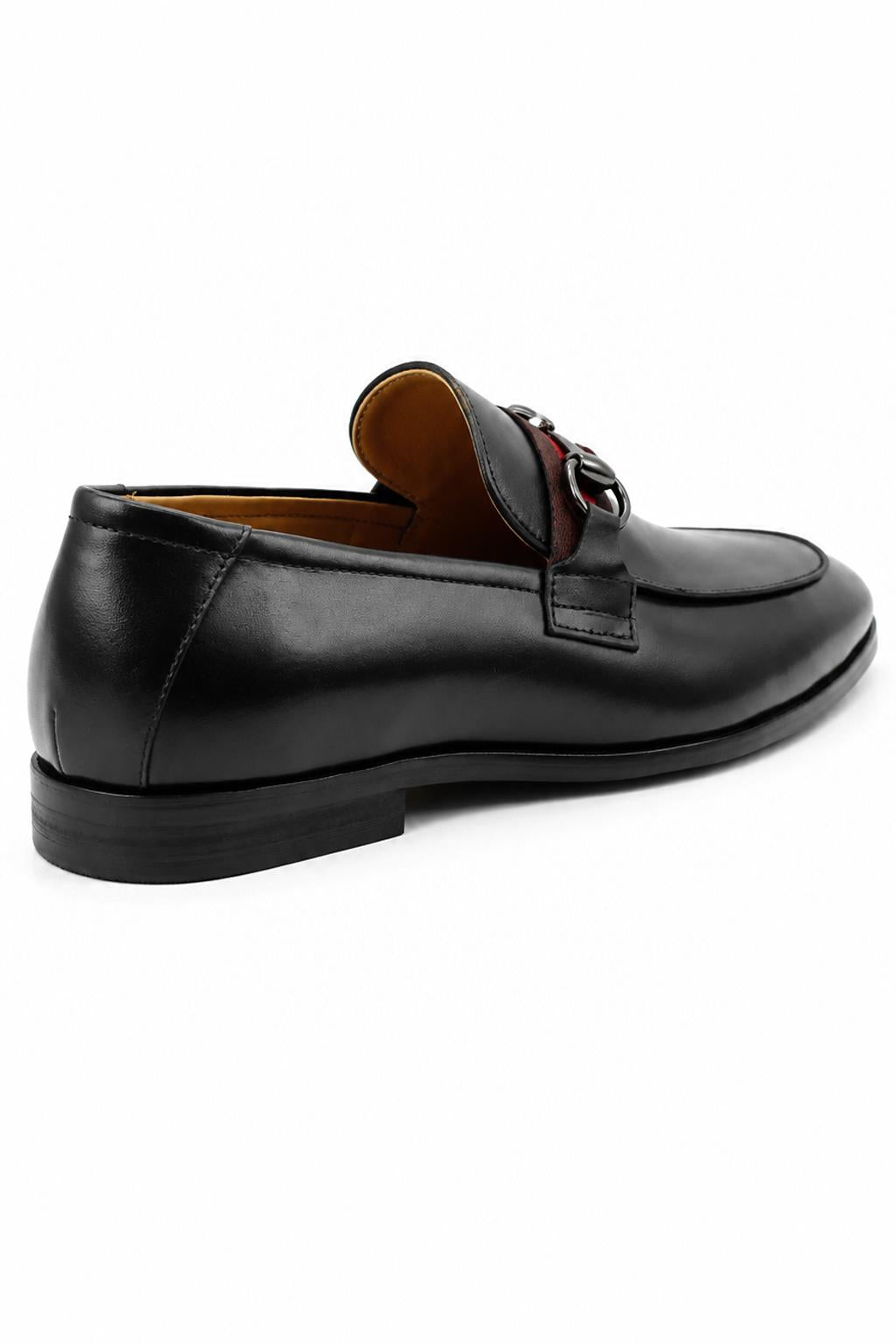 Black Leather Loafers with Snaffle Bit Buckle