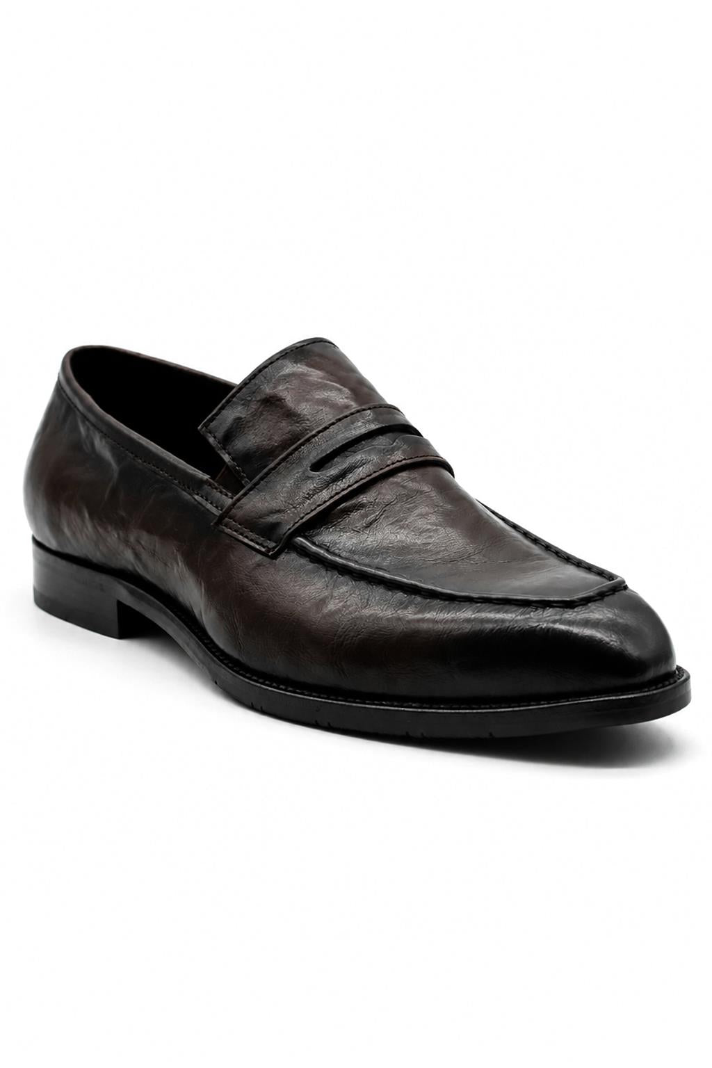CRUX - Men’s Coffee Brown Calf Leather Penny Loafers