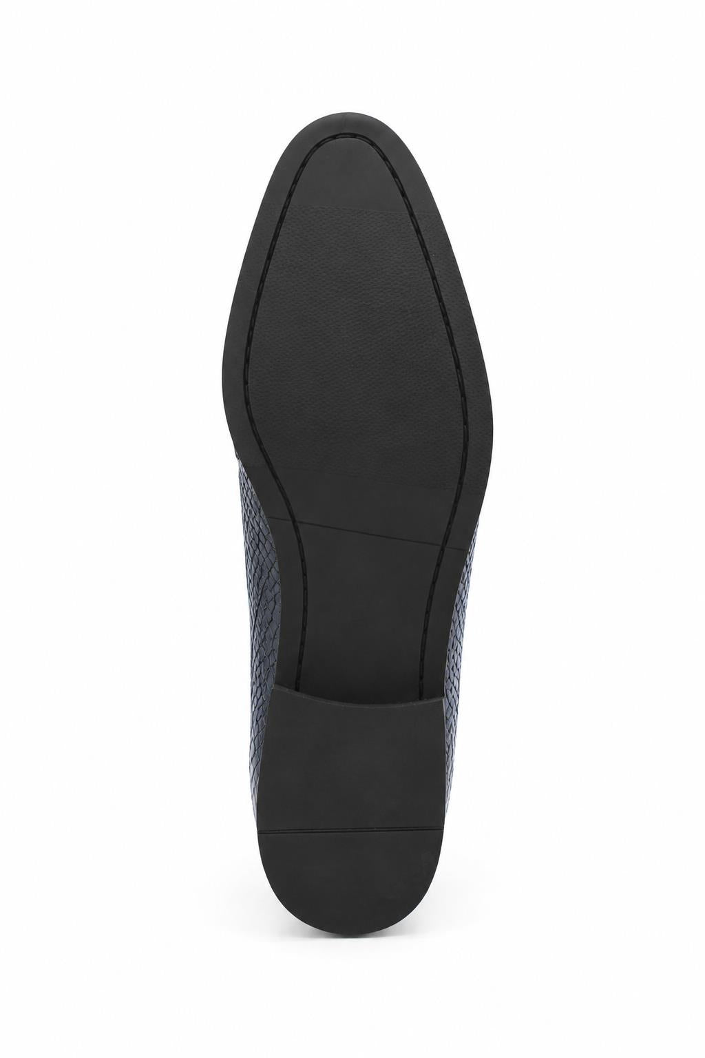 Men's Navy Embossed Faux Leather Lace up Derby Shoes