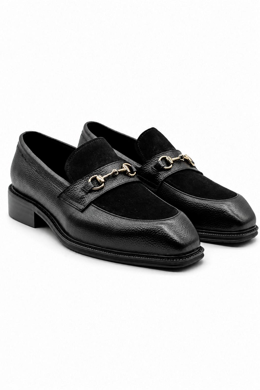 DEXTER Men’s Black Leather & Suede Snaffle Loafers