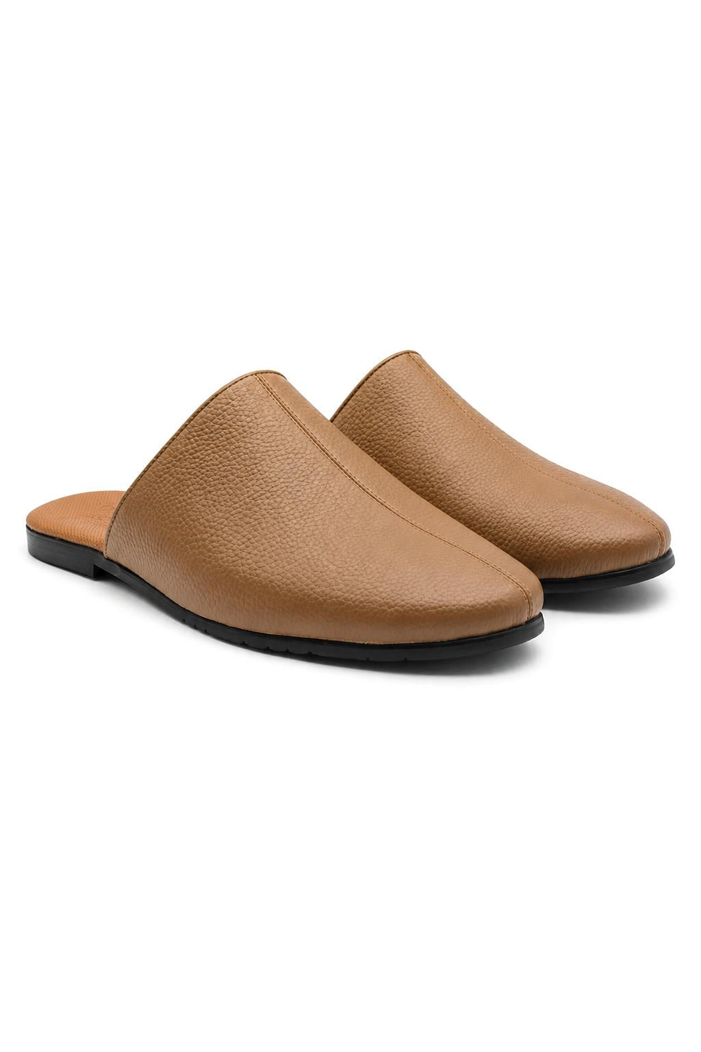 Nico Men’s Tan Soft Grain Leather Mule Half Shoes