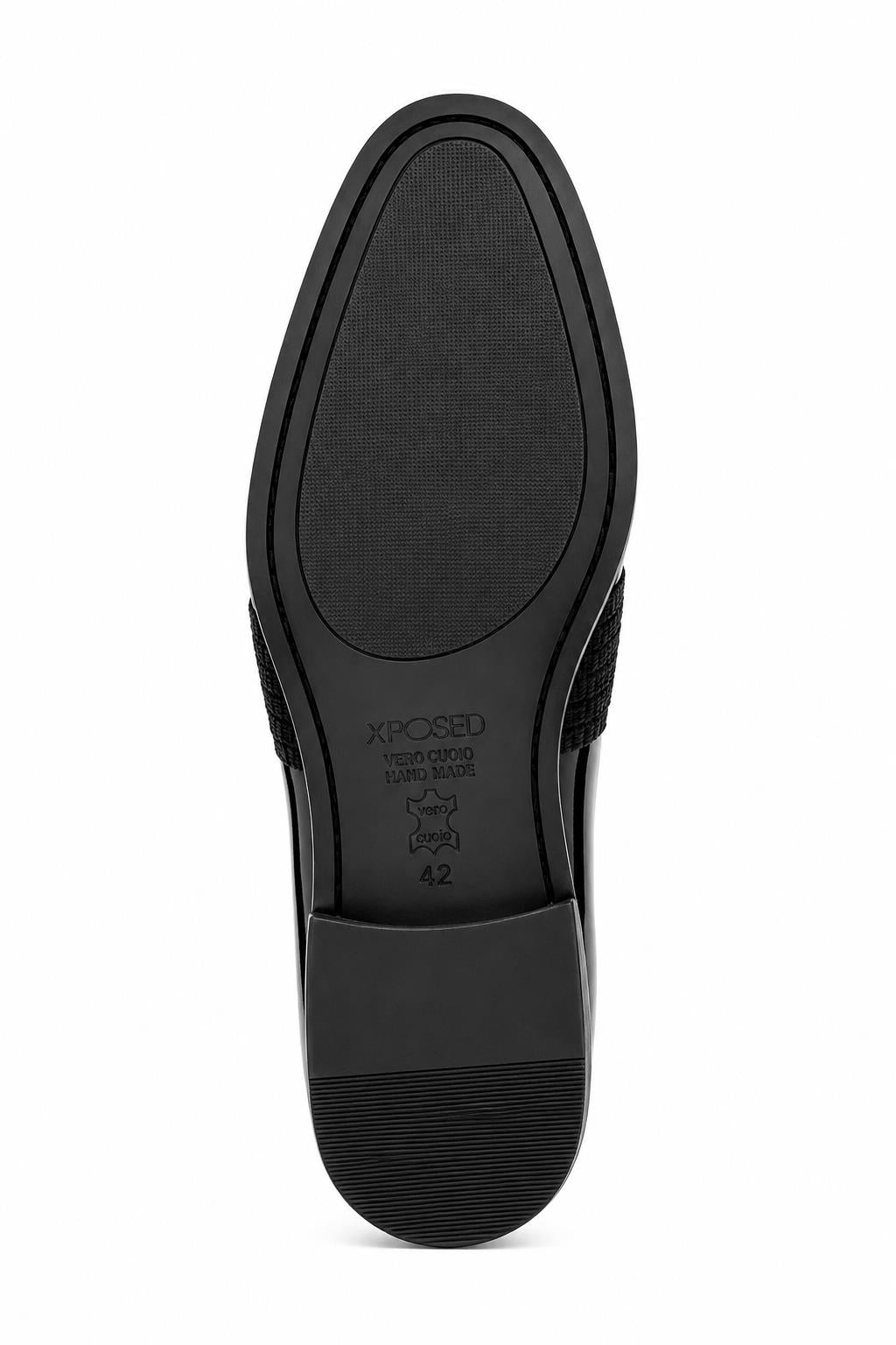 MIRO 3 Men’s Black Hi-Shine Patent Leather Slip-On Tuxedo Loafers