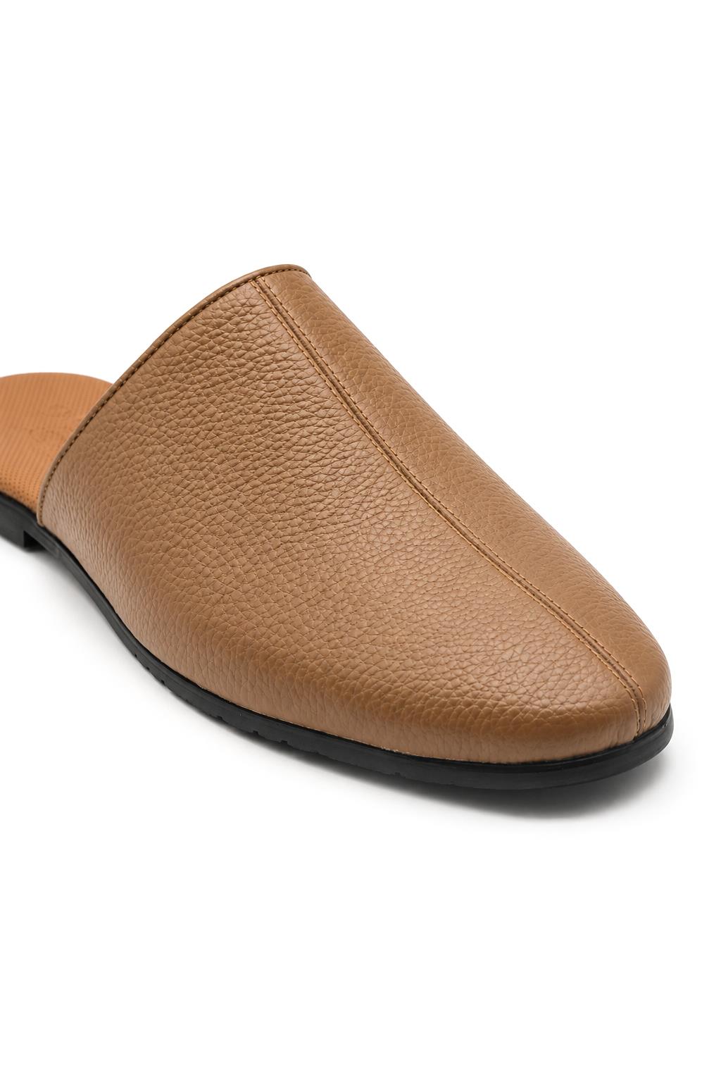 Nico Men’s Tan Soft Grain Leather Mule Half Shoes