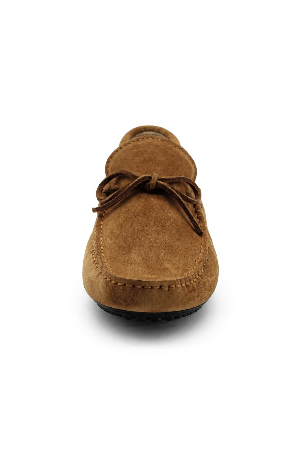 MAT Men's Real Suede Driving Shoes - Tan Slip-On Loafers