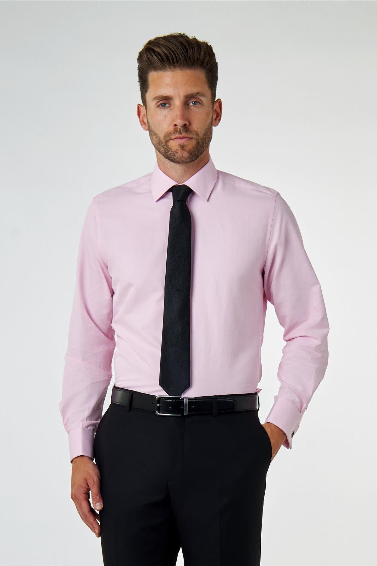 CLASSIC PINK DOUBLE CUFF TAILORED FIT SHIRT