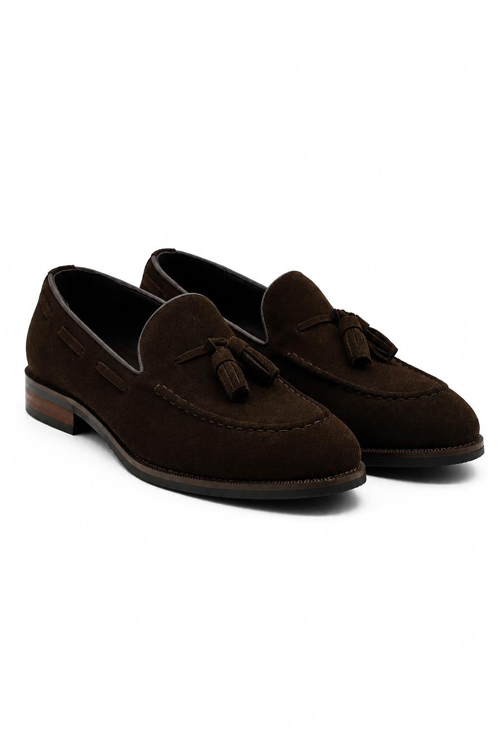 PABLO Men’s Brown Real Suede Leather Tassel Loafers