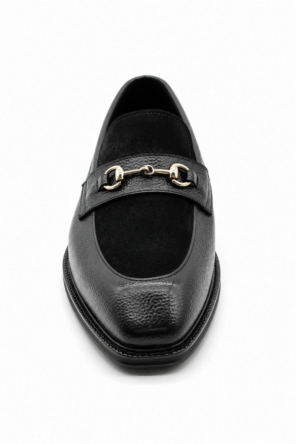 DEXTER Men’s Black Leather & Suede Snaffle Loafers