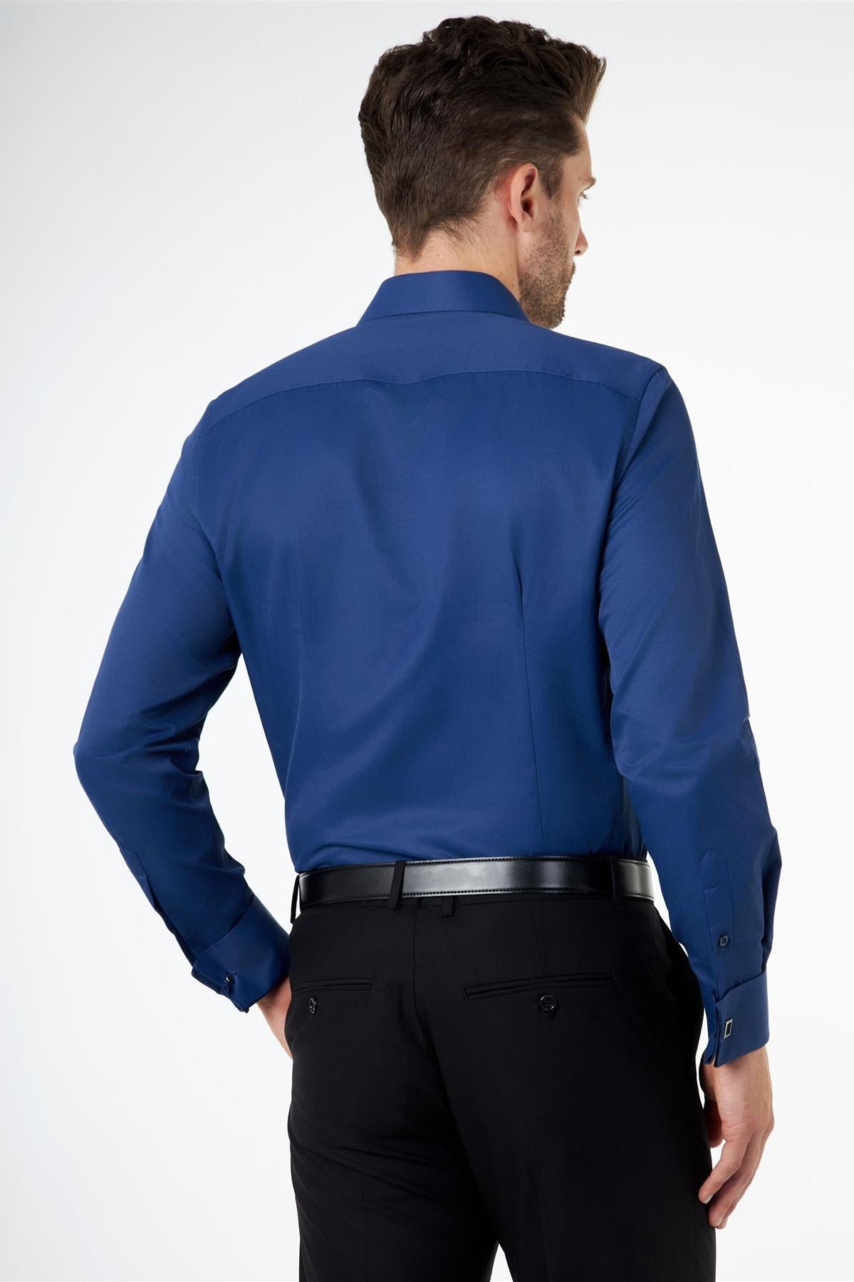 CLASSIC NAVY DOUBLE CUFF TAILORED FIT SHIRT