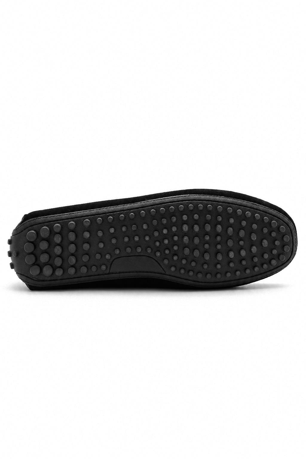 MAT Men's Real Suede Slip-On Loafers - Black Driving Shoes