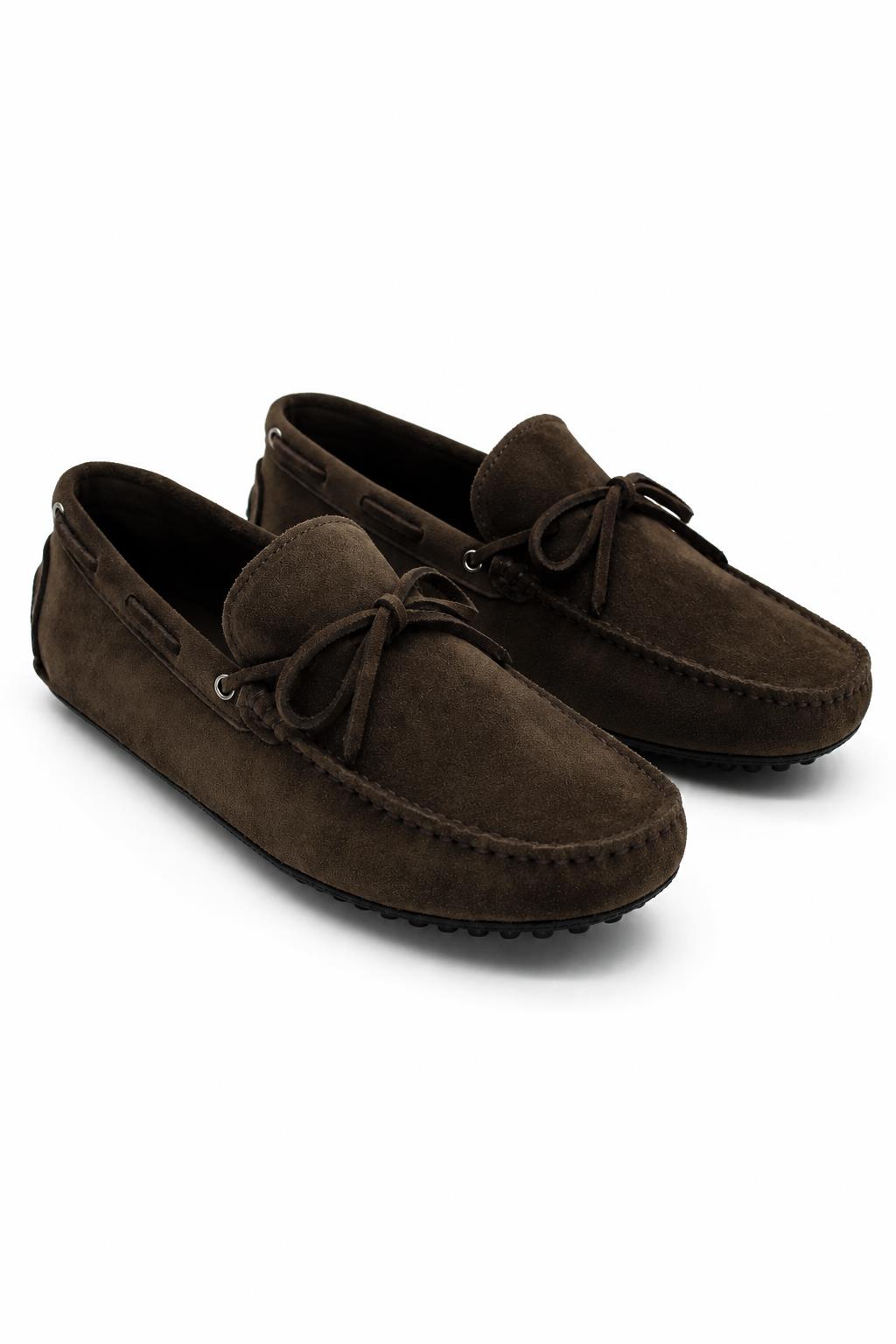 MAT Men's Genuine Suede Moccasins - Dark Brown Driving Shoes
