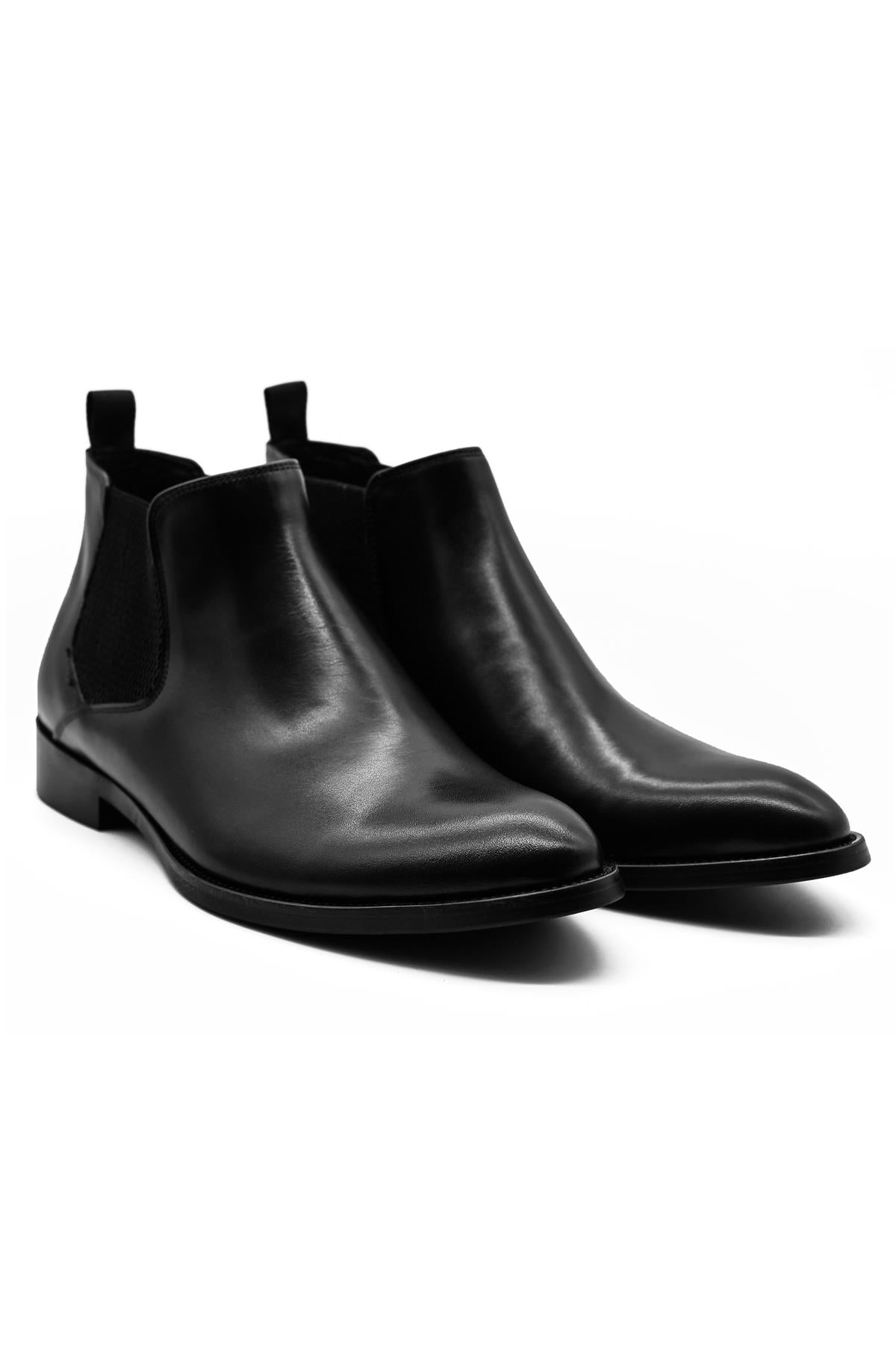REMY Men’s Black Polished Leather Chelsea Boots