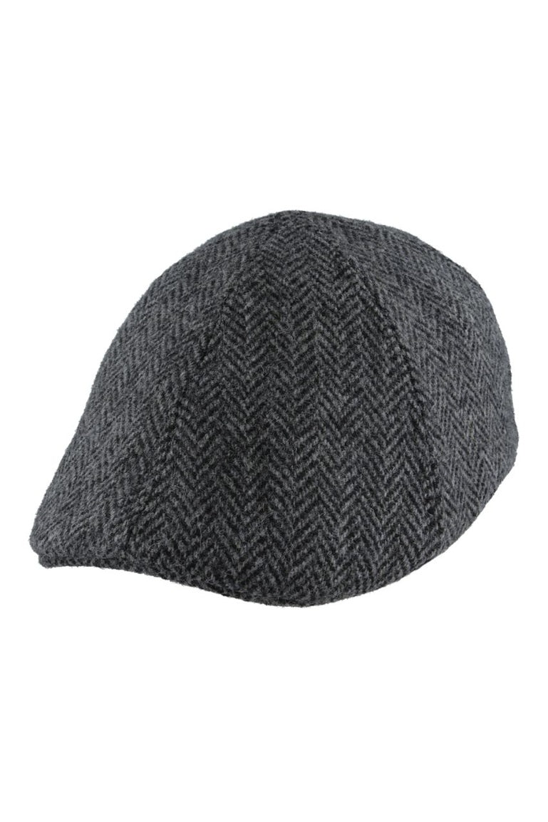 PURE WOOL HERRINGBONE DUCKBILL FLAT CAP