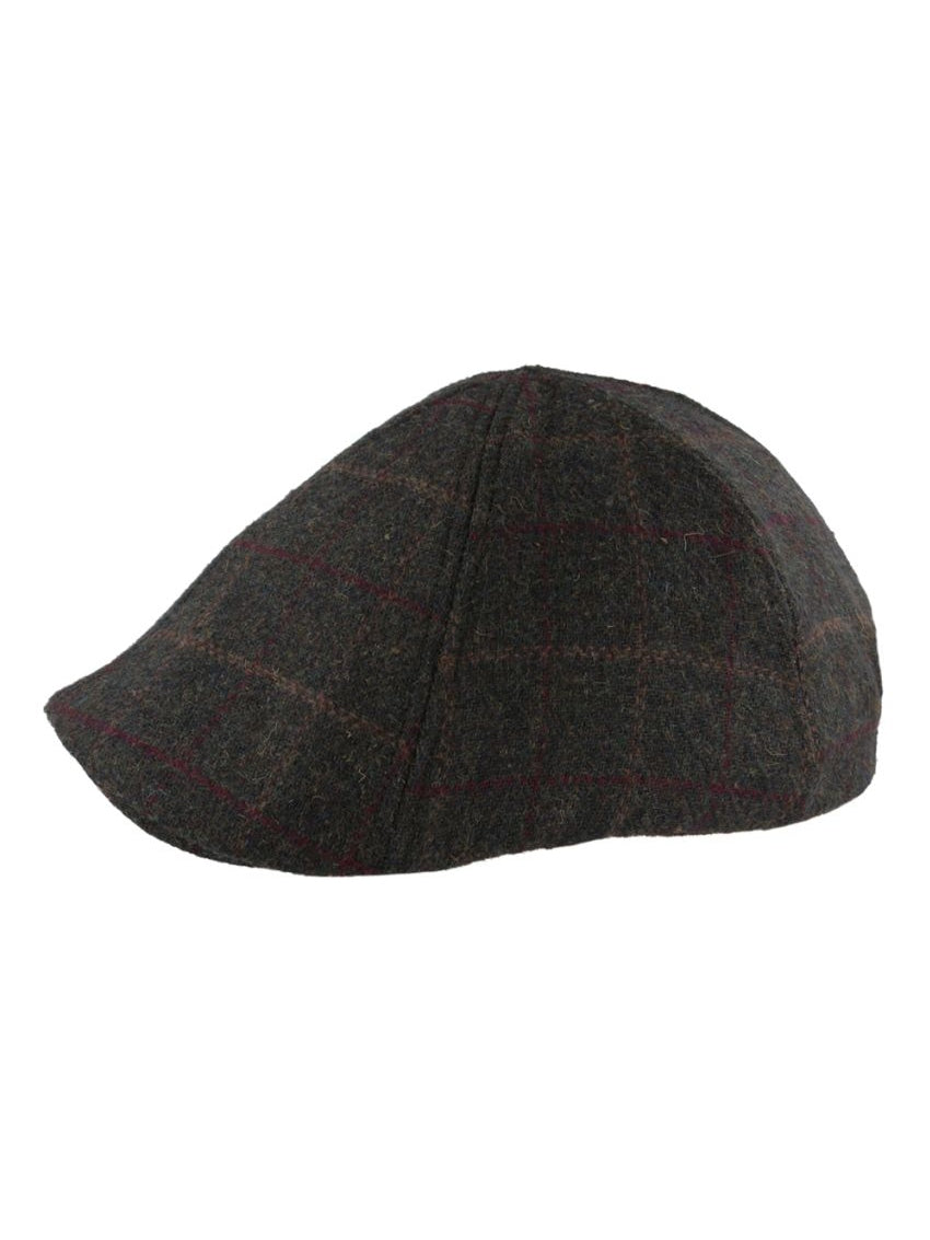 GREEN WOOL BLEND TWEED FLAT CAP