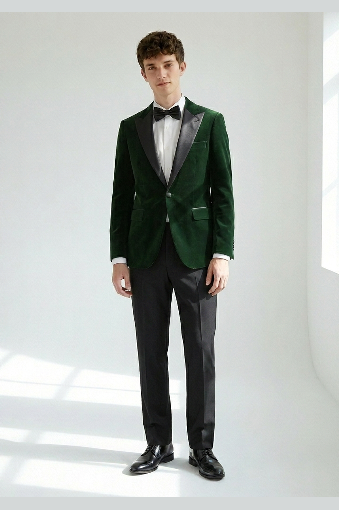 Men's Green Velvet Tuxedo Prom Outfit