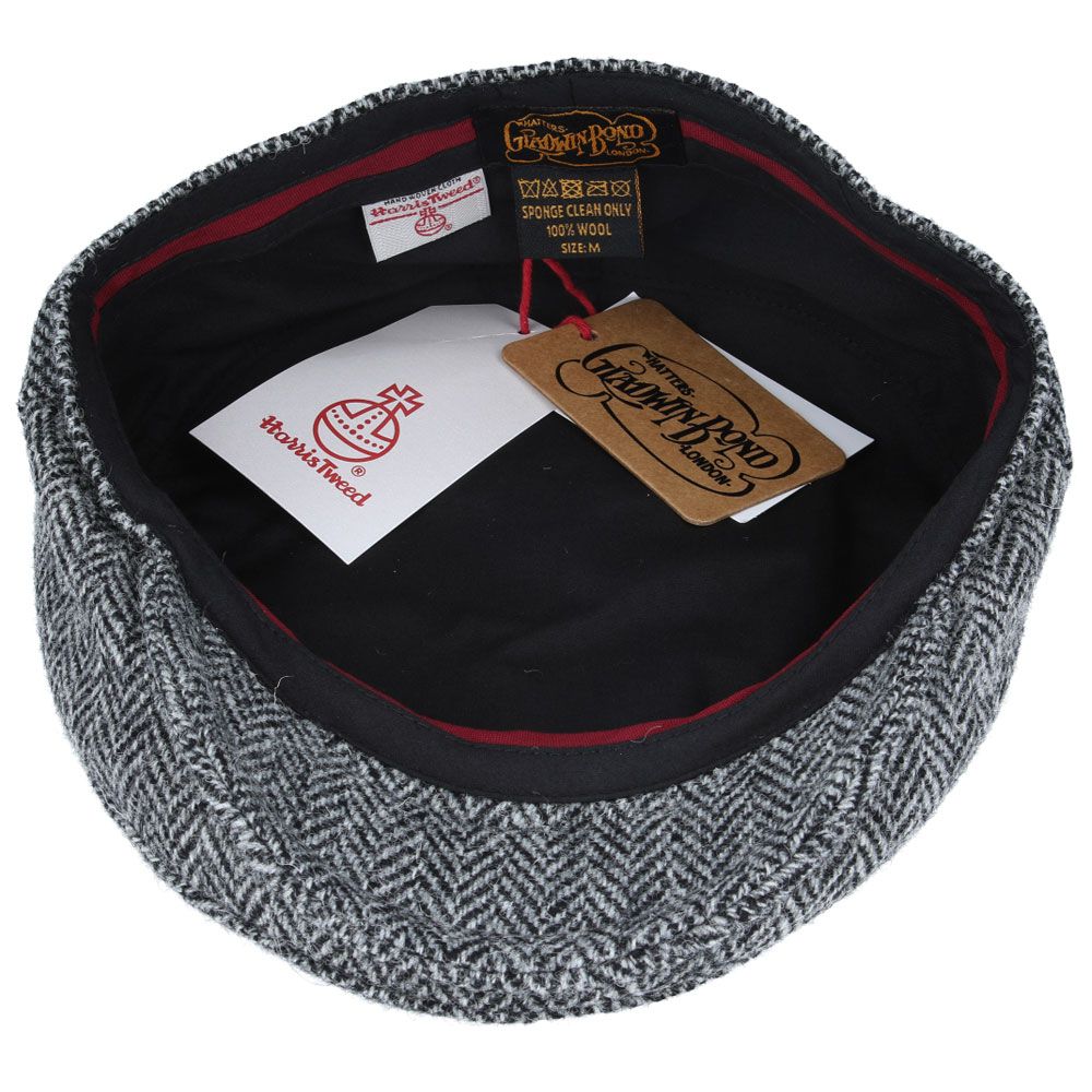 GREY HERRINGBONE PURE SCOTTISH WOOL FLAT CAP