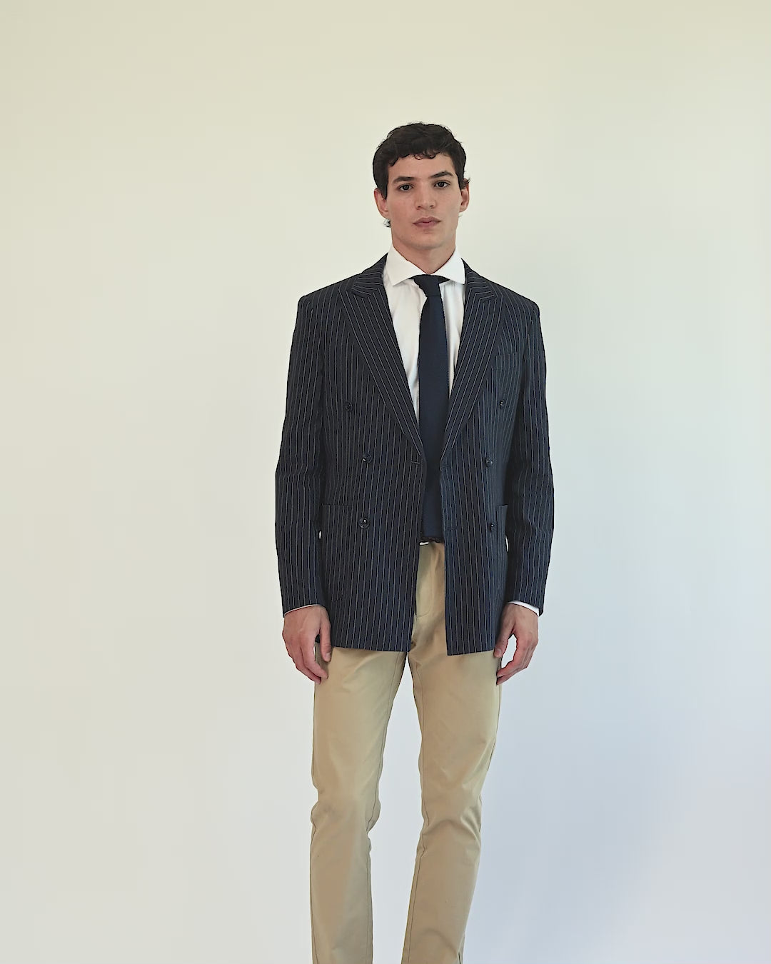 LLOYD – Double Breasted Navy Pinstripe Linen Suit