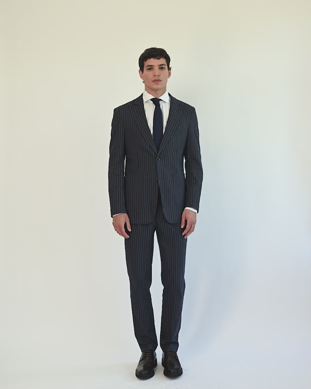 LLOYD - Tailored Mens Navy Pinstripe Linen 2 Piece Suit